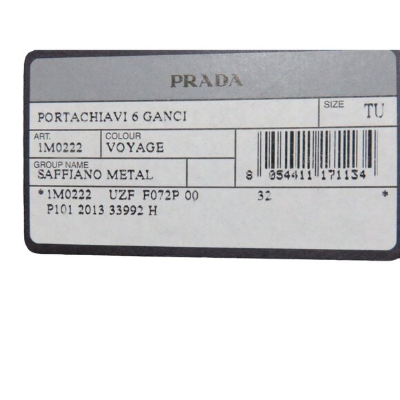 PRADA Voyager Italian Saffiano Leather Metal 6 Key Holder Cobalt Turquoise Blue - Picture 10 of 10